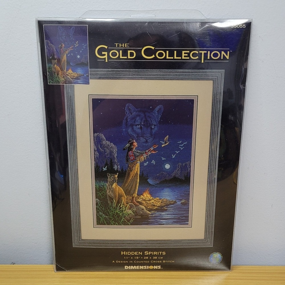 Dimensions Gold Collection Hidden Spirits Cross Stitch Kit 35055 Wolf Native New